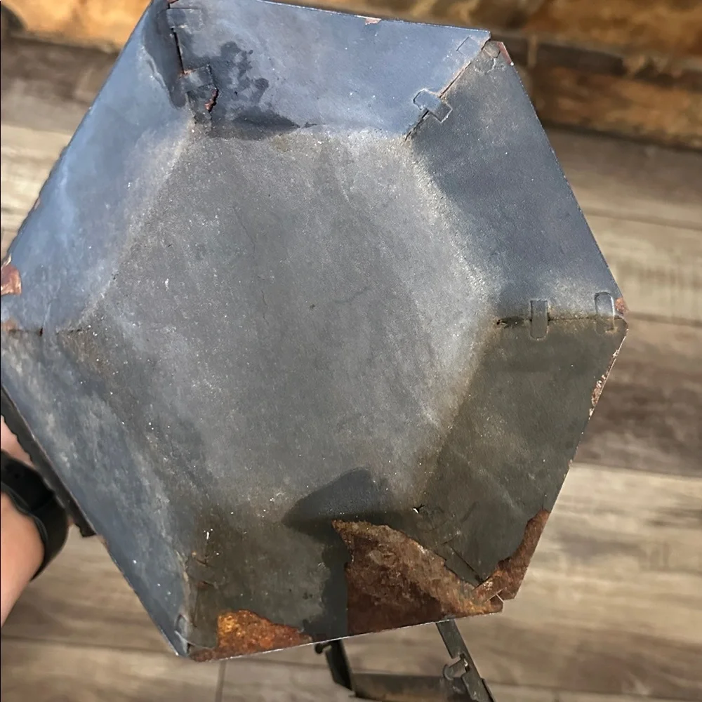 Rustic Black Metal Lantern with Candle
